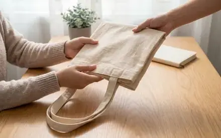 Cotton tote bag as a corporate gift in the office