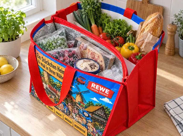Open freezer compartment of the CityShopper with chilled groceries