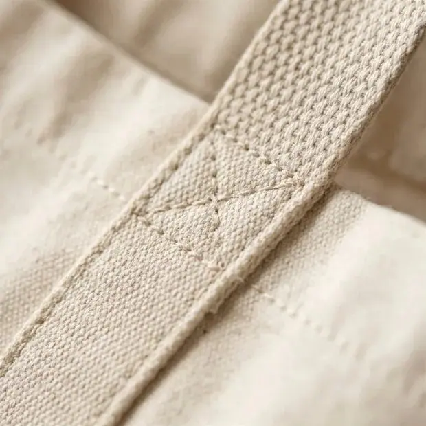 Close-up of a seam on a bag made in Europe