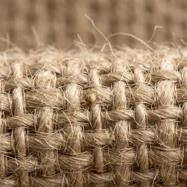 Close-up of the coarse plain weave of jute