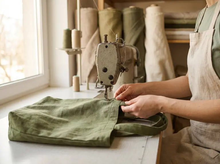 Bags being manufactured at a production partner
