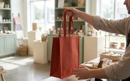 Non-woven bag as an advertising medium during an in-store promotion