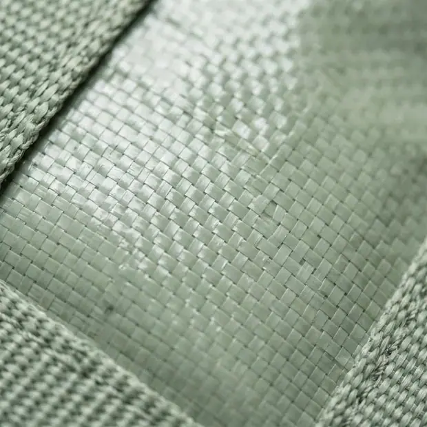 Macro shot of laminated PP woven lattice fabric